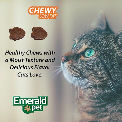 Emerald Pet Feline Health Chews Hairball Support — Natural Grain Free Feline Hairball Control Chews — Hairball Control Cat Supplements for Hairball Prevention and Elimination — Made in USA, 2.5 oz in Kuwait