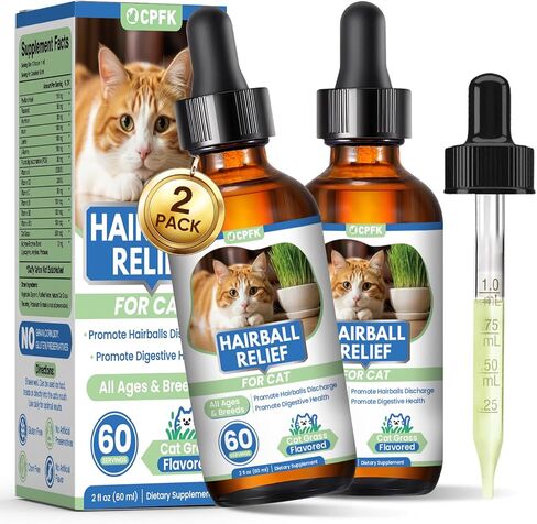 Cat Hairball Remedy Drops 60ml (2 fl oz) 2 Pack for All Breeds & Ages in Kuwait