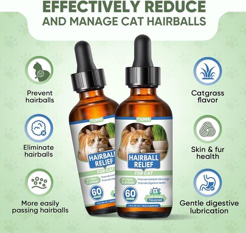Cat Hairball Remedy Drops 60ml (2 fl oz) 2 Pack for All Breeds & Ages in Kuwait