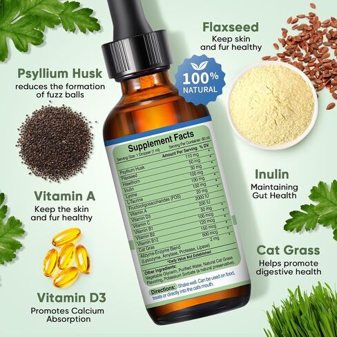 Cat Hairball Remedy Drops 60ml (2 fl oz) 2 Pack for All Breeds & Ages in Kuwait