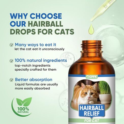 Cat Hairball Remedy Drops 60ml (2 fl oz) 2 Pack for All Breeds & Ages in Kuwait