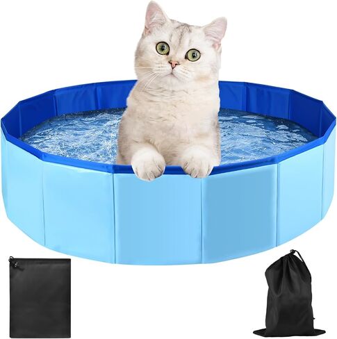 Enenes Foldable Dog Pool 24 x 8 Inch, Collapsible PVC Pet Bath Tub in Kuwait