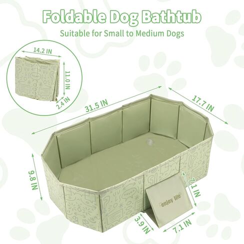 YUEPET Foldable Dog Bathtub for Small-Medium Dogs, Portable Dog Tub, Green in Saudi Arabia