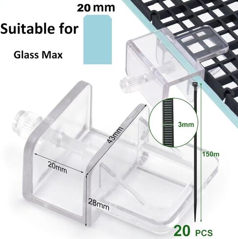 LINLAN Fish Tank Anti-Jump Set, Aquarium Lid, 8 Pieces 5.9x11.8in/15x30cm Plastic Grid with 6 Brackets and 20 Cable Ties, Cover for Rimless Aquarium(White) in Saudi Arabia