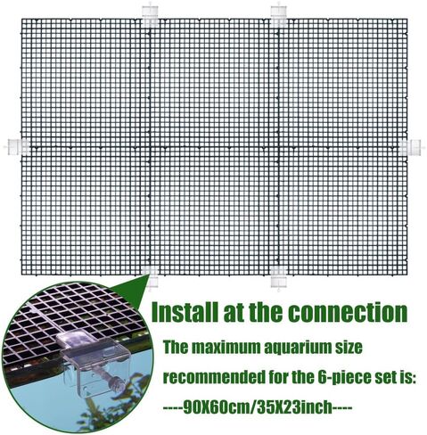 LINLAN Fish Tank Anti-Jump Set, Aquarium Lid, 8 Pieces 5.9x11.8in/15x30cm Plastic Grid with 6 Brackets and 20 Cable Ties, Cover for Rimless Aquarium(White) in Saudi Arabia