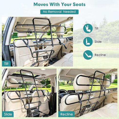 Snagle Paw Dog Car Barrier for SUV, Adjustable 40.5"-58.3" Dog Car Divider for Cargo Area and Backseat, Moves with Seats, Metal Pet Barrier for SUVs, Trucks, Sedans,with Tightening Nylon Straps, Black in Saudi Arabia