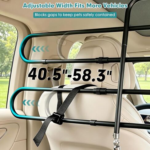 Snagle Paw Dog Car Barrier for SUV, Adjustable 40.5"-58.3" Dog Car Divider for Cargo Area and Backseat, Moves with Seats, Metal Pet Barrier for SUVs, Trucks, Sedans,with Tightening Nylon Straps, Black in Saudi Arabia