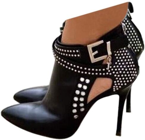 Ankle Boots for Women,Bare Legged Pointed Women's Boots, Rhinestone Booties Black Sexy Stiletto With High Heel in Saudi Arabia
