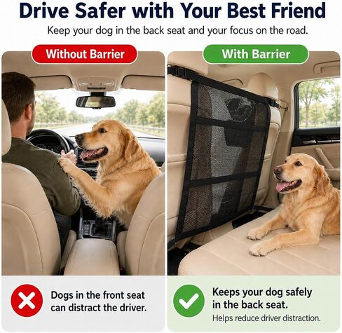 Dog Car Barrier,Car Net for Dogs, Pet Divider for SUVs, Sedans and Trucks in Kuwait
