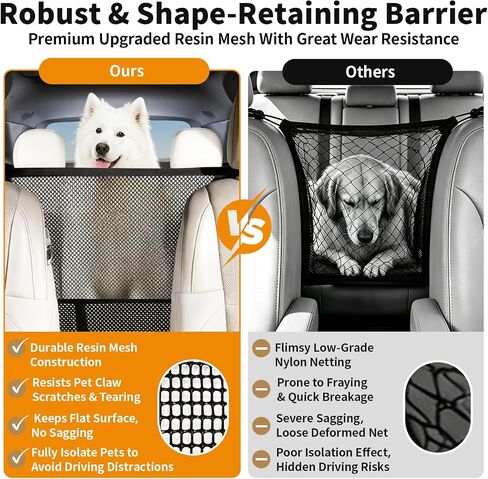 Dog Car Barrier Dog Net for Car Pet Divider Net for Cars and SUVs, Black in Kuwait