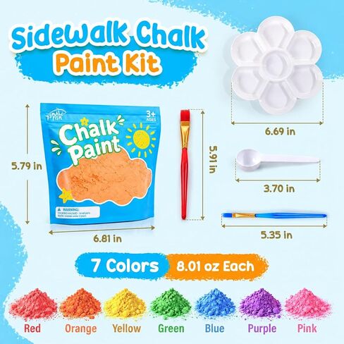 Sidewalk Chalk Paint Set for Kids, 7 Colors Washable Chalk for Outdoor Play in Saudi Arabia