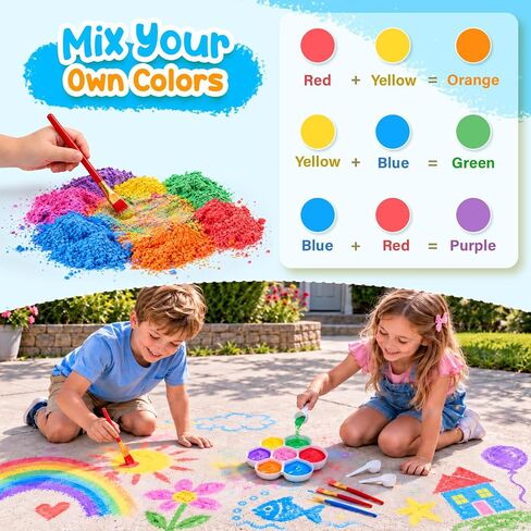 Sidewalk Chalk Paint Set for Kids, 7 Colors Washable Chalk for Outdoor Play in Saudi Arabia