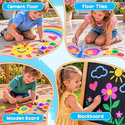 Sidewalk Chalk Paint Set for Kids, 7 Colors Washable Chalk for Outdoor Play in Saudi Arabia