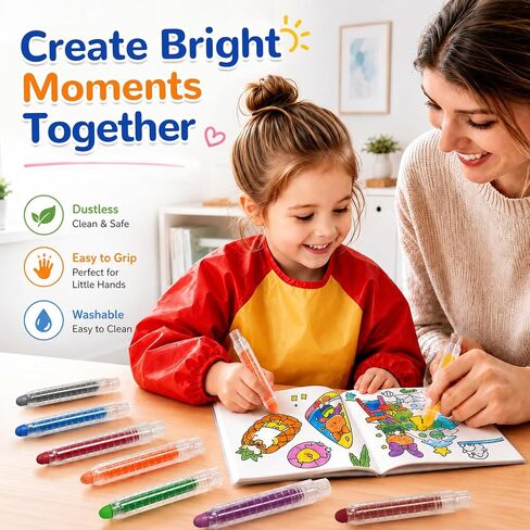 NewFamily Kids Dustless Chalk, 16 Colors Twistable Chalk Set with Storage Case, Washable for Chalkboard, Easel, Sidewalk & Classroom in Saudi Arabia