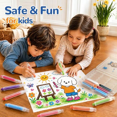 NewFamily Kids Dustless Chalk, 16 Colors Twistable Chalk Set with Storage Case, Washable for Chalkboard, Easel, Sidewalk & Classroom in Saudi Arabia