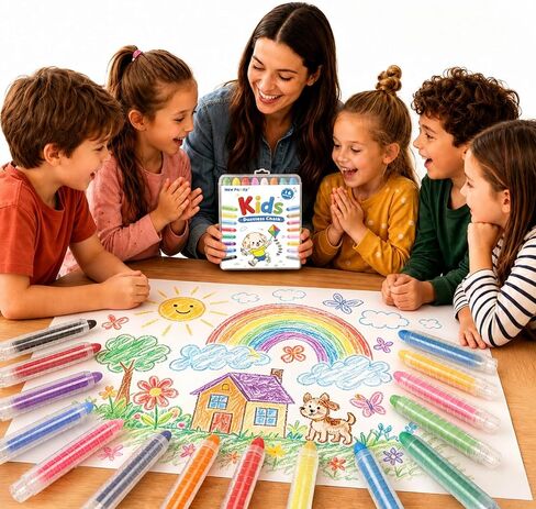 NewFamily Kids Dustless Chalk, 16 Colors Twistable Chalk Set with Storage Case, Washable for Chalkboard, Easel, Sidewalk & Classroom in Saudi Arabia