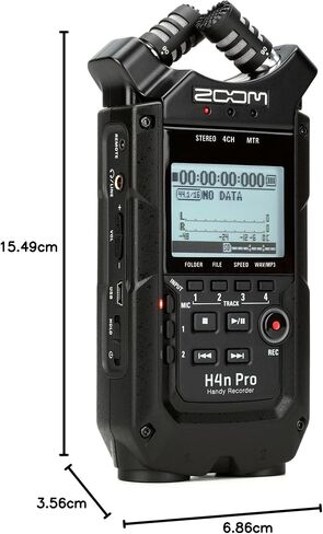 Zoom H4n Pro 4-Track Portable Recorder, All Black, Stereo Microphones, 2 XLR/ ¼“ Combo Inputs, Battery Powered, for Stereo/Multitrack Recording of Music, Audio for Video, and Podcasting in Kuwait