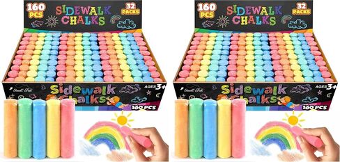 Sidewalk Chalk Bulk Kids: 160Pcs in 5 Colors 32 Packs Washable Jumbo Chalk in Saudi Arabia