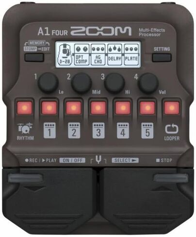Zoom A1 FOUR Acoustic Instrument Multi-Effects Processor Pedal, Acoustic Modeling, Looper, Rhythm Section, For Guitar, Saxophone, Trumpet, Violin, Harmonica, and Upright Bass in Kuwait