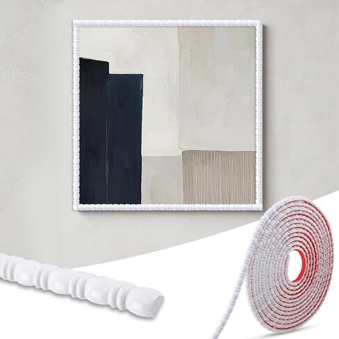 Hungbak 0.39" x 196.8" Peel and Stick Unfinished White Beaded Molding Trim - Self-Adhesive Decorative Strip for Picture Frame, Mirror, Shelf, Wall, Door, Cabinet in Saudi Arabia