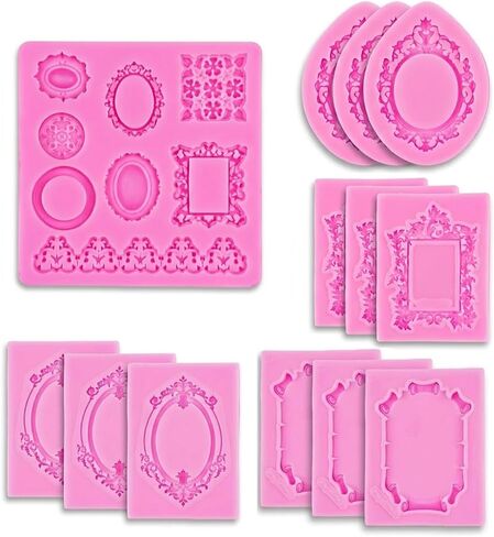 13 Pcs Vintage Picture Frame Molds, Baroque Frame Chocolate Molds for Candy Cake Decorating Cupcake Topper Polymer Clay Craft in Saudi Arabia