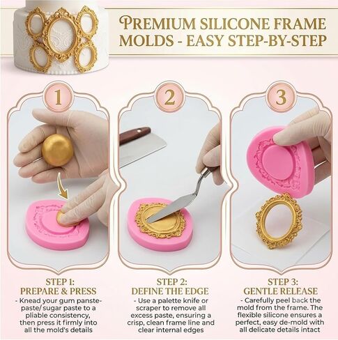13 Pcs Vintage Picture Frame Molds, Baroque Frame Chocolate Molds for Candy Cake Decorating Cupcake Topper Polymer Clay Craft in Saudi Arabia