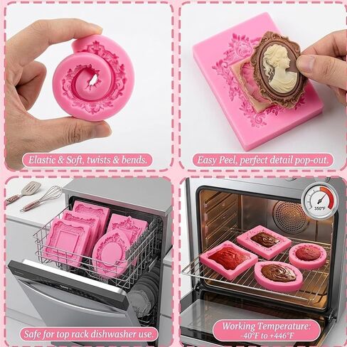 13 Pcs Vintage Picture Frame Molds, Baroque Frame Chocolate Molds for Candy Cake Decorating Cupcake Topper Polymer Clay Craft in Saudi Arabia