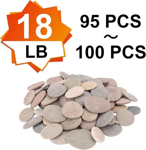 About 100 Pcs Painting Rocks, 2.2"-3.5", Flat, Smooth - River, Craft, DIY Stones, 18 Pounds in Kuwait