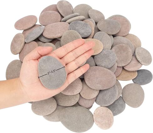 About 100 Pcs Painting Rocks, 2.2"-3.5", Flat, Smooth - River, Craft, DIY Stones, 18 Pounds in Kuwait