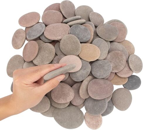 About 100 Pcs Painting Rocks, 2.2"-3.5", Flat, Smooth - River, Craft, DIY Stones, 18 Pounds in Kuwait