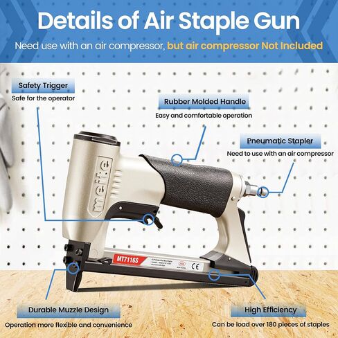 meite MT7116S Pneumatic Upholstery Stapler 22 Gauge 71 Series 3/8" Crown Industrial Fine Wire Stapler with Safety in Saudi Arabia
