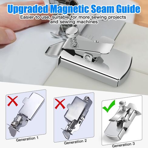 TOOVREN Upgraded Magnetic Seam Guide for Sewing Machine, Magnetic Seam Guide with Clip, Universal Seam Guide, Hemmer Guide, Multifunctional Hem Guide for Sewing Machine, Sewing Supplie Accessories in Kuwait