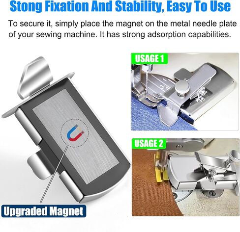 TOOVREN Upgraded Magnetic Seam Guide for Sewing Machine, Magnetic Seam Guide with Clip, Universal Seam Guide, Hemmer Guide, Multifunctional Hem Guide for Sewing Machine, Sewing Supplie Accessories in Kuwait