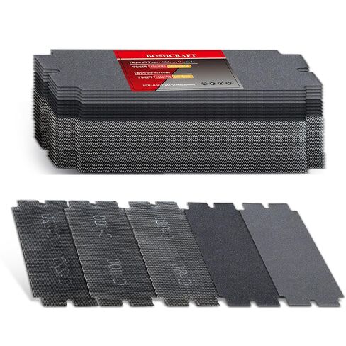 BOSHCRAFT 25 Pcs Sanding Screen Mesh Sheets, 5 Each of 80/100/150/180/220 Grit Drywall Sandpaper Assortment, Wet or Dry Sanding Mesh for Wood Metal Auto Hand Sander & Pole Sander, 4-3/16" x 11" in Saudi Arabia