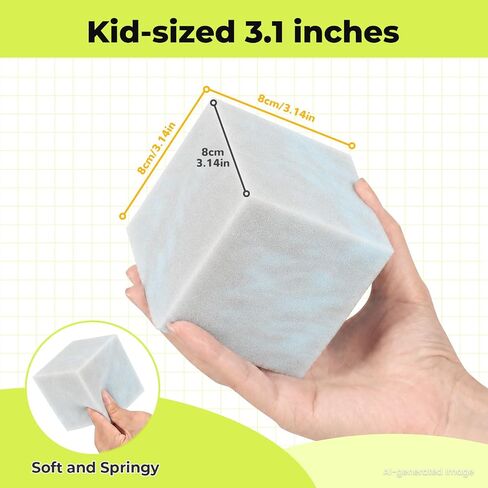 TRENDBOX Foam Cube, 100 PCS of 3.15 x 3.15 x 3.15 Inch Soft Blocks, Gymnastics, Rock Climbing, Trampoline and Other Sports Cushion Pads, Indoor Park Foam Pit Filler - Four Colors Irregular Blending in Kuwait