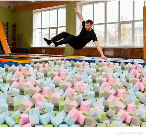 TRENDBOX Foam Cube, 100 PCS of 3.15 x 3.15 x 3.15 Inch Soft Blocks, Gymnastics, Rock Climbing, Trampoline and Other Sports Cushion Pads, Indoor Park Foam Pit Filler - Four Colors Irregular Blending in Kuwait