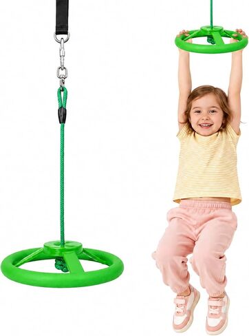 Ninja Twister Swing Spins Set – 360° Steering Wheel Design Slackline Attachments for Backyard, Swing Set Accessories with Stainless Steel Swivel, Non-Slip Grip, 220 lbs (red) in Saudi Arabia