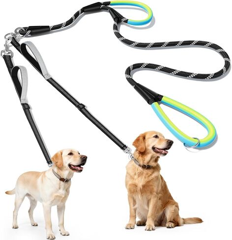 XiaZ Double Dog Leash for Two Dogs Perfect for Small Medium Dogs, 3/8"Black in Kuwait