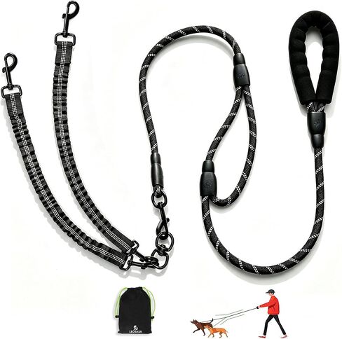 No Tangle Leash for 3 Dogs, 3-in-1 Leash with 360° Swivel & Shock Absorbing Bungee, Padded Handle No Tangle Walking Lead for Large Medium Small Dog in Kuwait