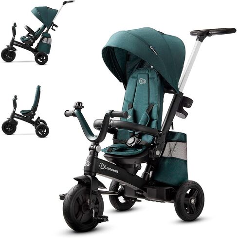 kinderkraft easytwist trycicle للأطفال الصغار ، trike 5-in-1 ، دوار مقعد 360 درجة ، مادة مقاومة للماء مع مرشح upf50+ ، مقبض الأصل القابل للتعديل ، رمادي in Kuwait