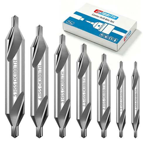 7 Pieces Center Drill Bits Set, M2 High Speed Steel 60-Degree Angle Center Drill Bits Kit Countersink Tools for Lathe Metalworking Size 1.0 1.5 2.0 2.5 3.0 4.0 5.0 in Kuwait