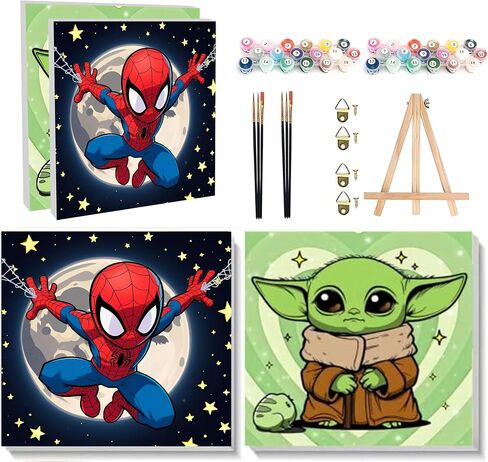 3 Pack Halloween Paint by Numbers Kit for Kids with Frame - Wooden Easel in Kuwait