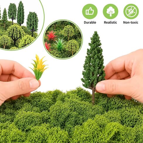60 Pcs Mixed Model Trees with 1.05 oz Moss 4.4-1.6 Inch Diorama Trees in Saudi Arabia