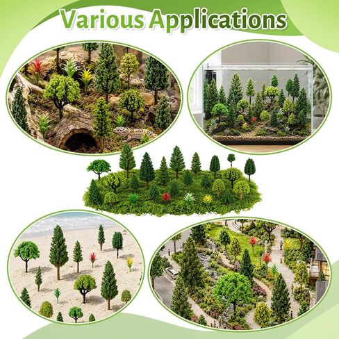 60 Pcs Mixed Model Trees with 1.05 oz Moss 4.4-1.6 Inch Diorama Trees in Saudi Arabia