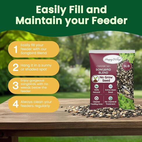 Happy Wings 5LB Songbird Blend Bird Food, Sunflower, Safflower, Peanuts in Kuwait