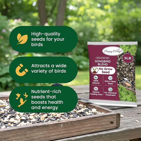 Happy Wings 5LB Songbird Blend Bird Food, Sunflower, Safflower, Peanuts in Kuwait
