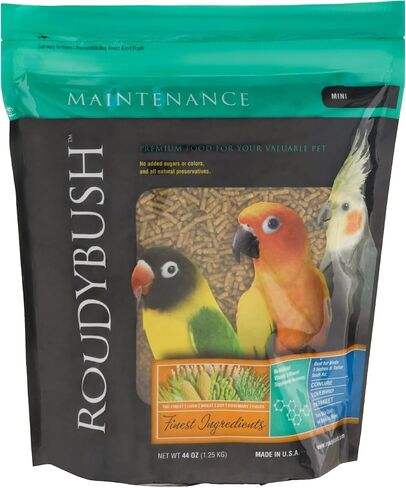 RoudyBush Daily Maintenance Food for Birds - Scientifically Formulated Bird Feed - Bird Food Pellets w/Corn, Wheat, Soy & More - Nutritious & Healthy Feed for Birds (Mini, 44oz) in Kuwait