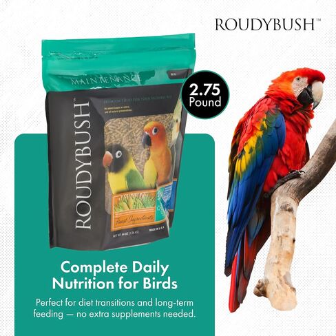 RoudyBush Daily Maintenance Food for Birds - Scientifically Formulated Bird Feed - Bird Food Pellets w/Corn, Wheat, Soy & More - Nutritious & Healthy Feed for Birds (Mini, 44oz) in Kuwait