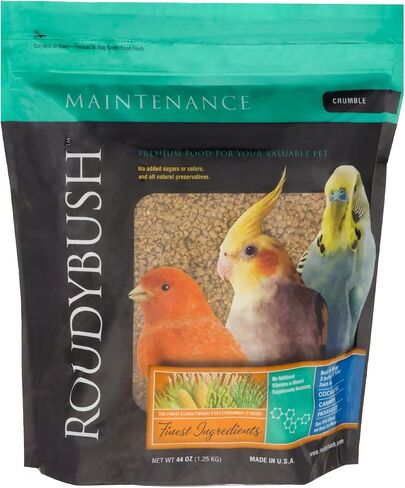 RoudyBush Daily Maintenance Food for Birds - Scientifically Formulated Bird Feed - Bird Food Pellets w/Corn, Wheat, Soy & More - Nutritious & Healthy Feed for Birds (Mini, 44oz) in Kuwait