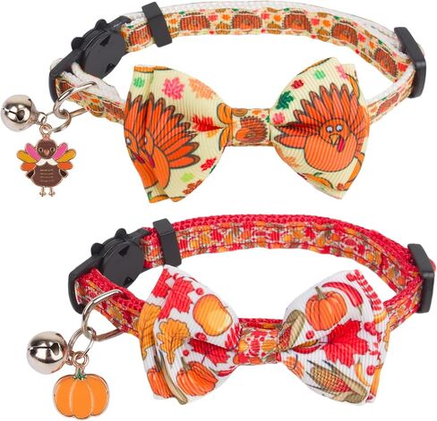 ADOGGYGO Halloween Cat Collar with Bow Bell, Skull Cat Bow Tie Collar in Kuwait